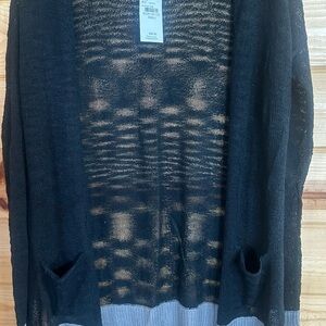 Elegant Black Open-Front Sweater